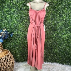 Nwt Anthropologie bishop + young Mara Dress In Rouje In Multi Pleated Maxi Dress